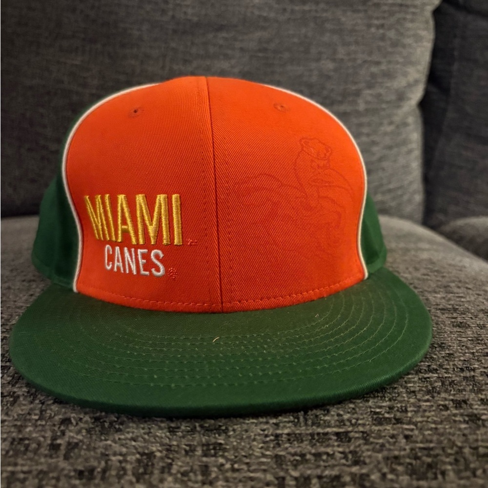 Hurley Miami Canes Snapback Hat‎ Mens Green Orange University of Miami Cap